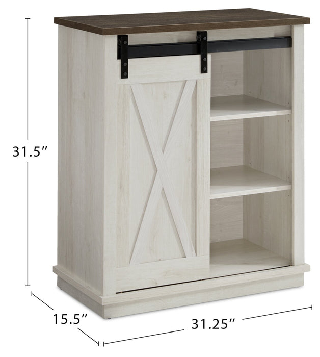 Bristow 31” Accent Cabinet with Shelves and Sliding Barn Door - White Oak
