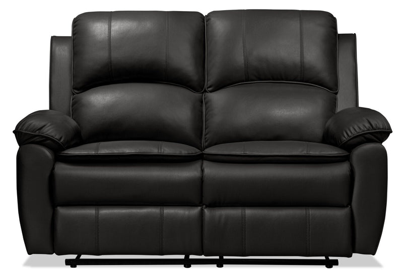 Chandler 60\" Leather-Look Fabric Power Reclining Loveseat - Grey 