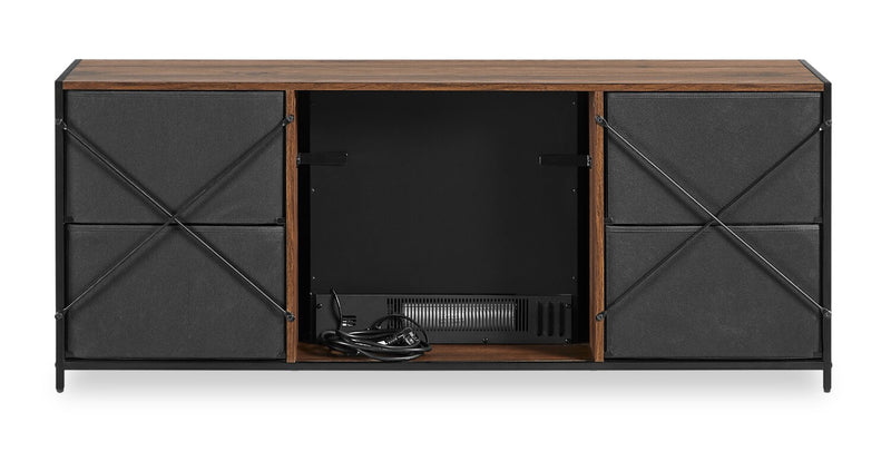  Harvin 54\" Electric Fireplace TV Stand with Storage for TVs up to 50\" – Brown Oak 