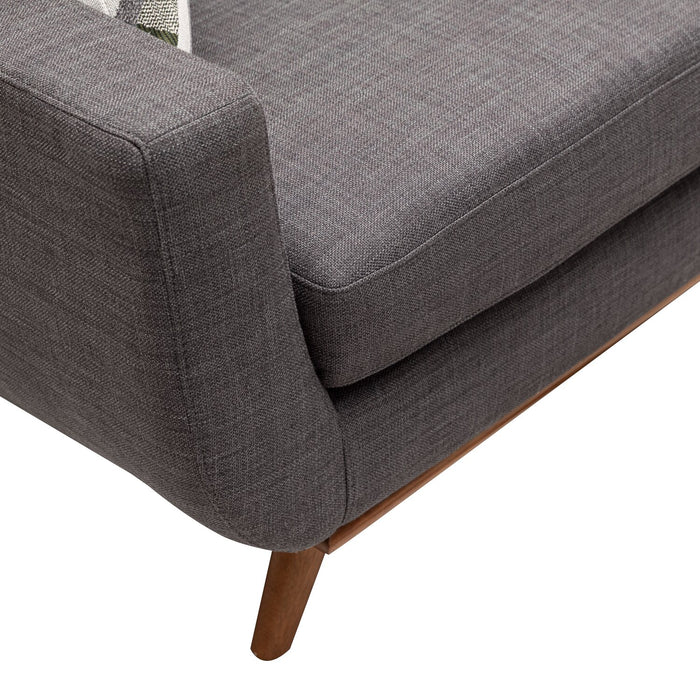 Kort & Co. Freeman 80” Charcoal Grey Linen-Look Fabric Condo Size Sofa with Wood Base and Legs
