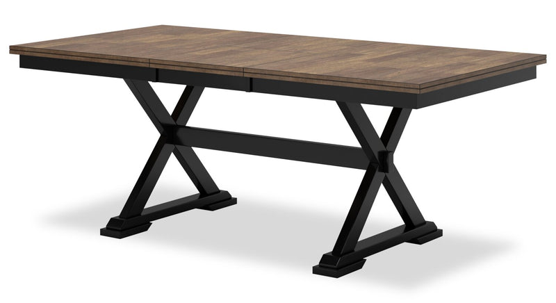 Raven 7pc Dining Package with 60-78\"\"W Extension Table & 6 Chairs - Two-Tone Black & Brown