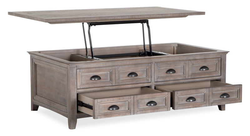 Hanson 50” Traditional Pine Lift Top Coffee Table with Storage and Casters - Dovetail Grey