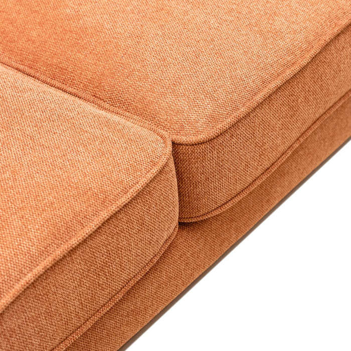 Kort & Co. Kassia 80\" Orange Linen-Look Fabric Condo-Size Sofa with Wood Base and Legs