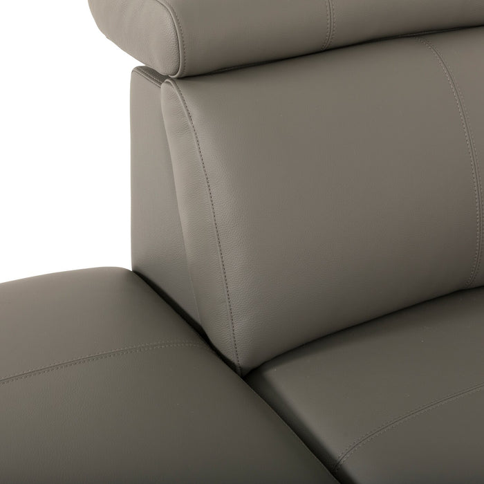 Valentino 3-Piece Left-Facing Grey Genuine Leather Power Reclining Sectional with Adjustable Headrests 