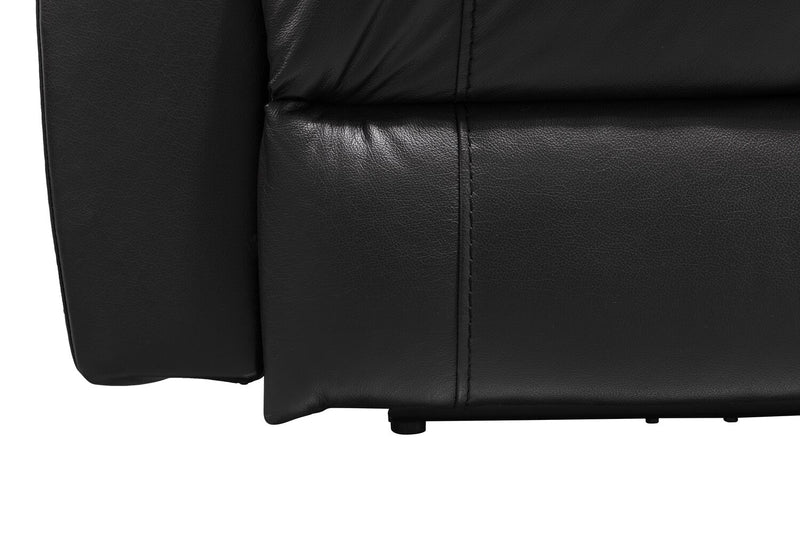 Canadian Made Dawson 87\" Genuine Leather Power Reclining Sofa with USB Port and Accent Pillows - Black