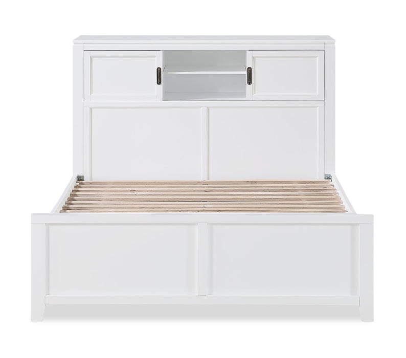 Quinn Full Bookcase Bed with Desk - White