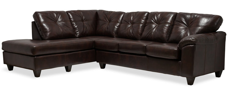 Made in Canada Addison 2-Piece Left-Facing Leather-Look Fabric Sectional with Removable Seat Cushions - Brown 