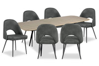 Joss 7pc Dining Set with Table & 6 Bay Chairs, 63-86.5
