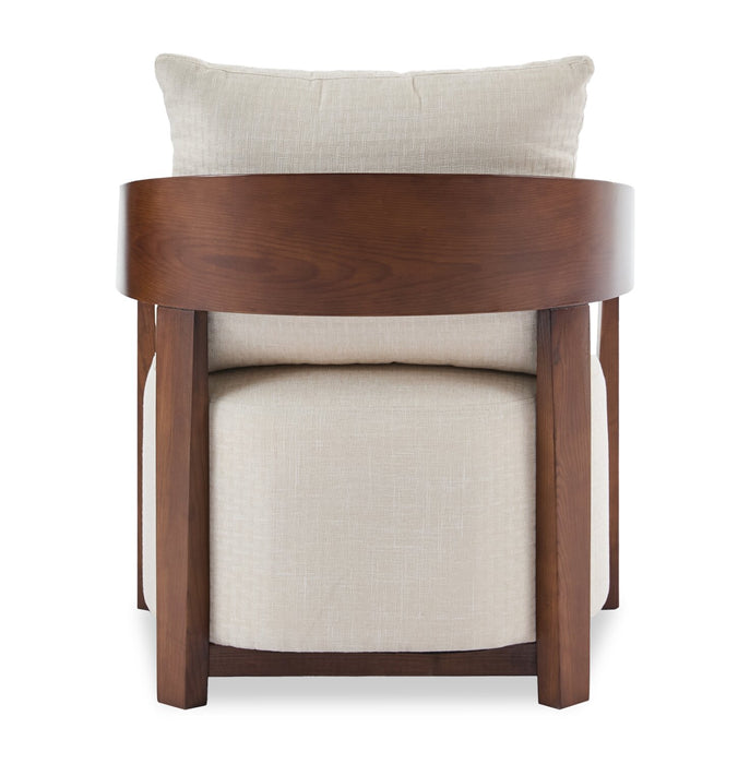 Amor 28.54\" Fabric Accent Chair with Wood Arms and Legs – Taupe