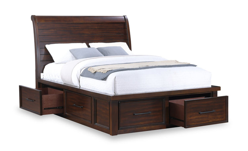 Sonoma Platform Two-Sided Storage Bed with Headboard & Frame, Mango Brown - Full Size