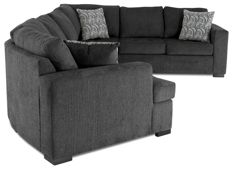 Legend 3-Piece Left-Facing Chenille Cuddler Sleeper Sectional - Pepper