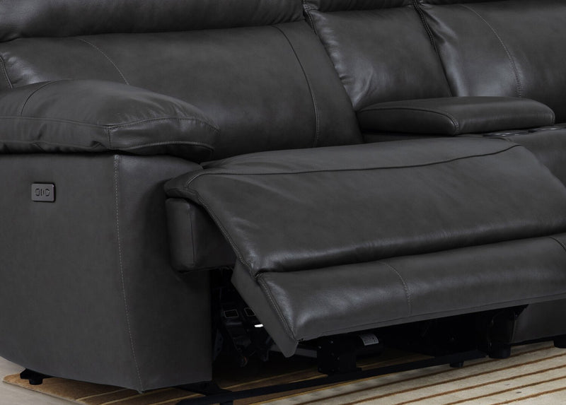 Sorrento 6-Piece Genuine Leather Sectional - Black