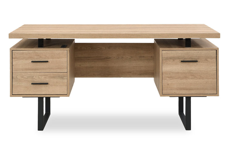 Winslow 60\" Desk with 3-Drawers - Black