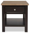 Wells 24\" Solid Wood End Table with Storage and Shelf - Two Tone Brown