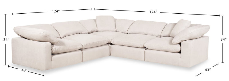 Eclipse 5-Piece Linen-Look Fabric Modular Sectional - Linen