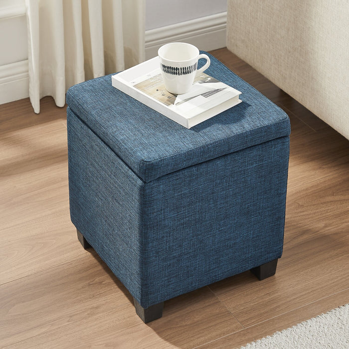 Ottawa Square Fabric Storage Ottoman - Navy