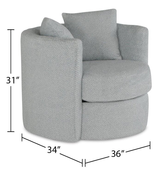 Made in Canada Petite 36\" Chenille Fabric Swivel Cuddler Accent Chair - Teddy Star Grey 