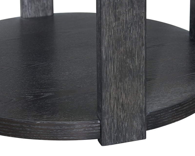 Declan 31.5\" Modern Round Coffee Table with Shelf - Black