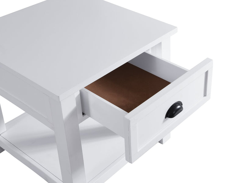 Centennial 24\" Modern End Table with Storage and Shelf - White