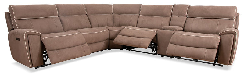Newport 6-Piece Faux Suede Power Reclining Sectional – Taupe 
