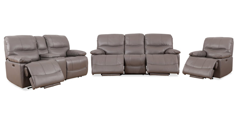 Franco 42.5\" Genuine Leather Zero Gravity Power Reclining Chair with USB Port - Grey 
