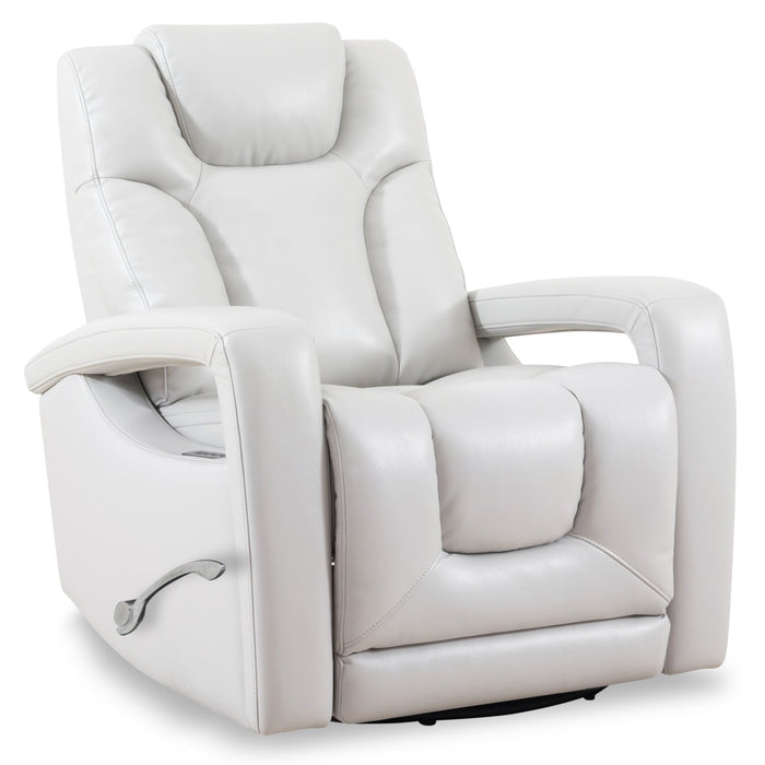 Kenzo 35\" Fog Grey Faux Leather Swivel Glider Reclining Chair 