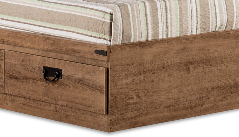 Driftwood Mates Bed 5pc Set with Storage Headboard, Dresser & Mirror, Brown - Full Size