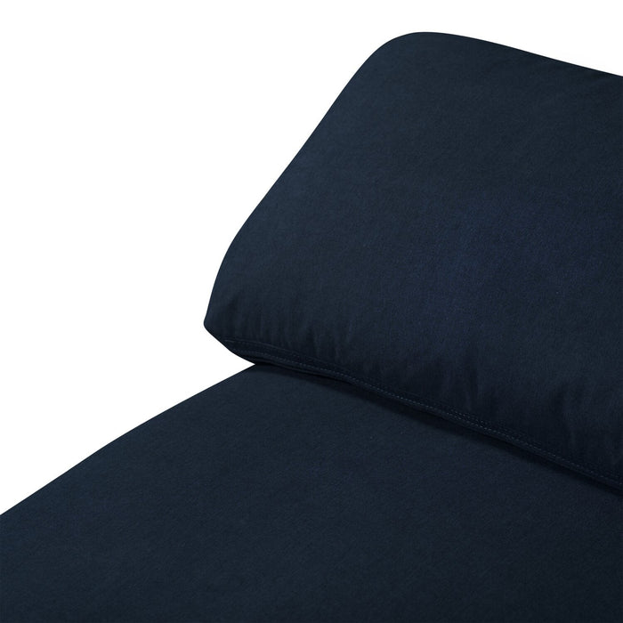 Eclipse Modular 38\" Linen-Look Fabric Armless Chair with Reversible Feather Down Cushions - Navy Blue 