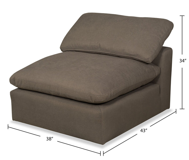 Eclipse Modular 43\" Linen-Look Fabric Corner Chair with Reversible Feather Down Cushions - Slate Grey 