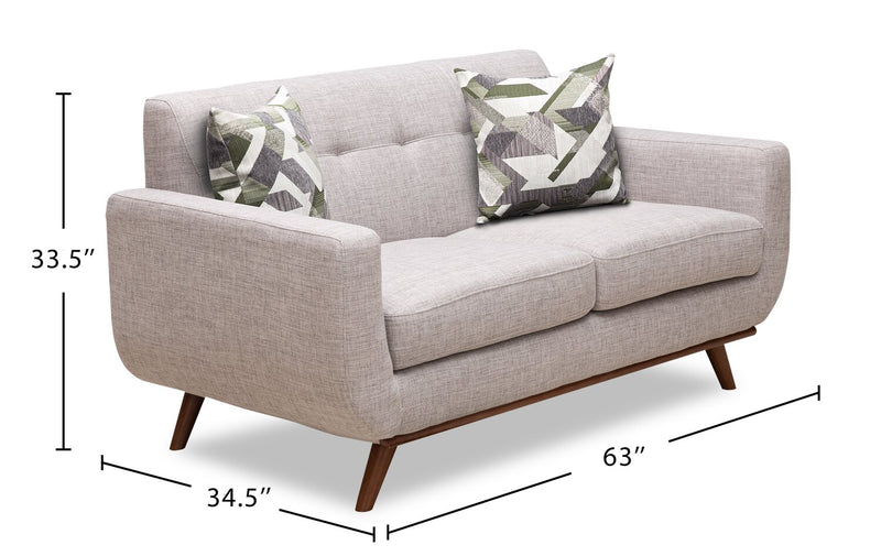 Freeman Linen-Look Fabric Loveseat - Dove