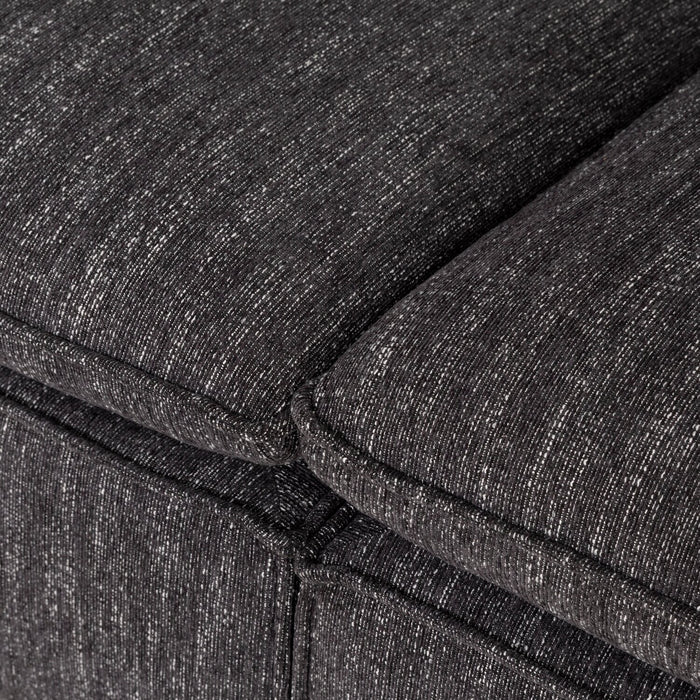 Fusion Modular 4-Piece Charcoal Grey Chenille Fabric Sectional with Feather Down Cushions and Ottoman
