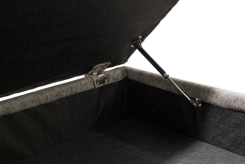 Nofia Chenille Storage Ottoman - Charcoal