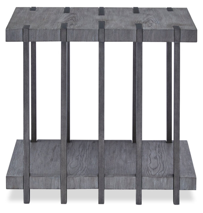 Eldridge 24\" Modern End Table with Shelf - Weathered Grey with Metal and Wood