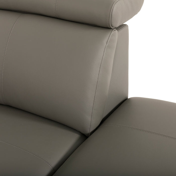 Valentino 3-Piece Right-Facing Grey Genuine Leather Power Reclining Sectional with Adjustable Headrests 