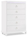 Ava Bedroom Chest of Drawers with LED Light, 5-Drawer, 40.5\"W x 54.1\"H, Glam - White 