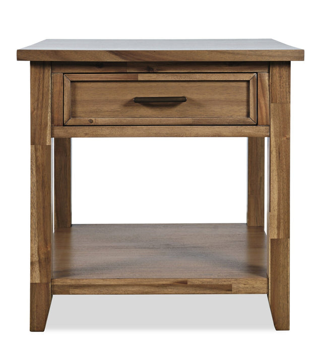 Nathan 24\" Rustic End Table with Storage and Shelf - Light Brown
