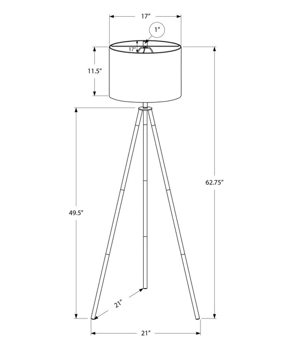 63\" Gold Metal Tripod Floor Lamp