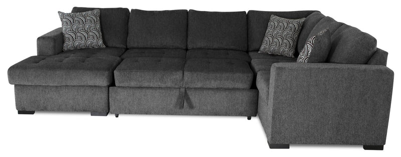 Legend 4-Piece Left-Facing Chenille Sleeper Sectional - Pepper 
