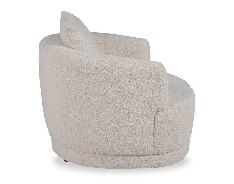 Moon 35.8\" Fabric Curved Chair with Accent Pillow - Wooly Almond White 