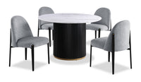 Kort & Co. Capri 5pc Dining Set with Table & 4 Linen-Look Chairs, Pedestal Base, 47