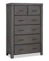 Koda Bedroom Chest of Drawers, 6-Drawer, 36\"W x 56\"H, Acacia Wood - Grey 