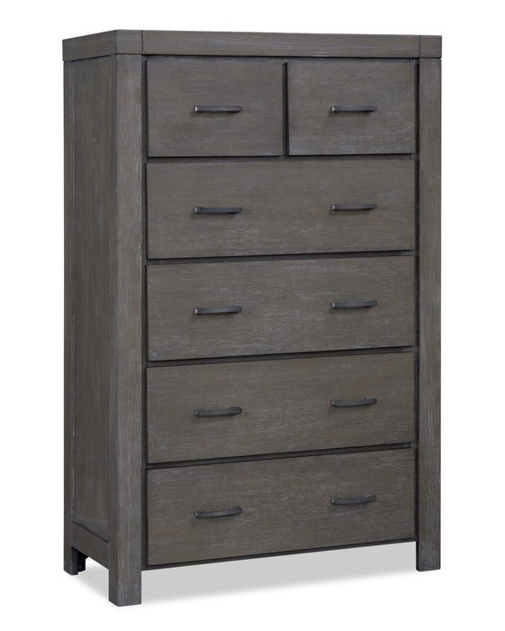 Koda Bedroom Chest of Drawers, 6-Drawer, 36\"W x 56\"H, Acacia Wood - Grey 