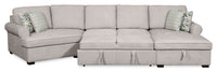 Scott Living Haven 3-Piece Left-Facing Chenille Fabric Cuddler Sleeper Sectional with Storage Chaise - Grey