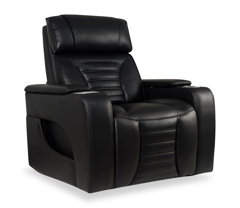 Zen 40\" Black Faux Leather Power Reclining Massage Chair with Power Headrest and Heated Seat 