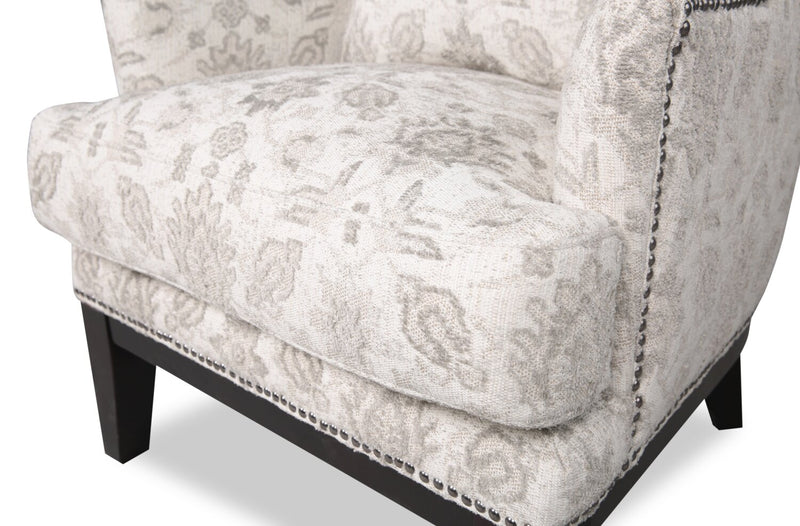 Haden 30\" Chenille Fabric Accent Chair with Wood Base and Nailhead Trim - Limbu Mint Multicolour