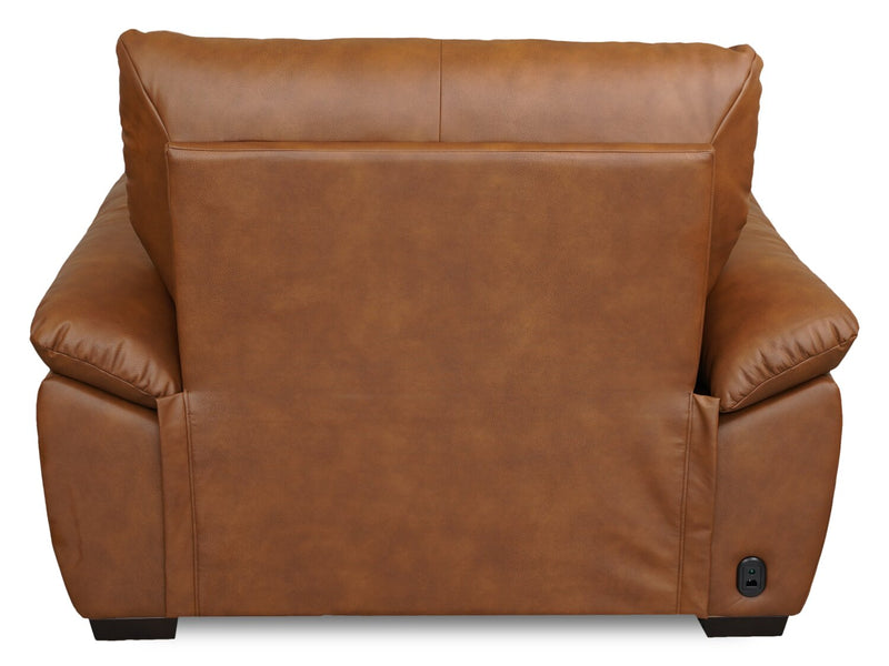 Bello 51.6\" Leather-Look Fabric Power Reclining Chair with Power Headrest- Brown