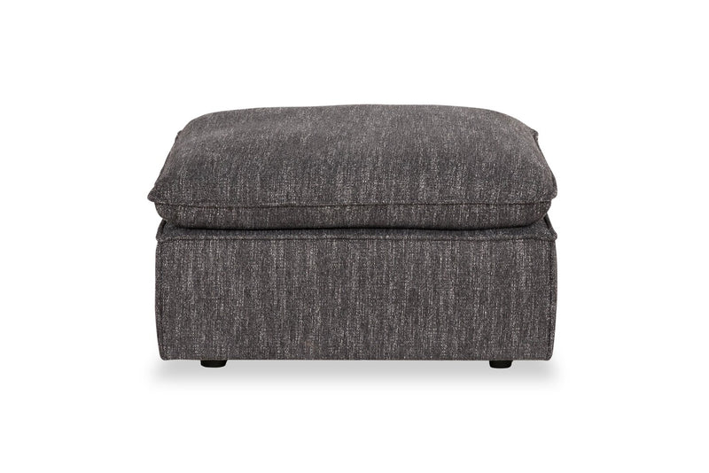 Fusion Modular 4-Piece Charcoal Grey Chenille Fabric Sectional with Feather Down Cushions and Ottoman