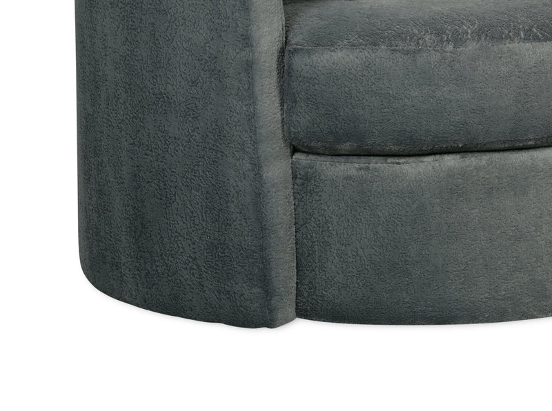 Made in Canada Midi 42\" Chenille Fabric Swivel Cuddler Accent Chair - Plush Thunder Grey 