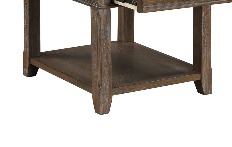 Weston 24” Traditional End Table with Storage and USB Port - Brown Elm