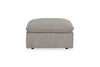 Fusion 33.85\" Silver Grey Chenille Fabric Ottoman with Feather Down Cushion